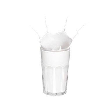 Süt Splash beyaz arka plan üzerinde. Süt, yoğurt gibi kozmetik krem yakın çekim sıçramasına sıçraması. Süt berry ya da bir parça meyve düşen için şablon.