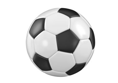 Beyaz arka planda futbol ya da futbol topu. 3d resimleme.