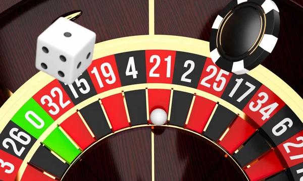 Luxe Casino roulette wiel. Casino poker thema. 3d weergave illustratie. — Stockfoto