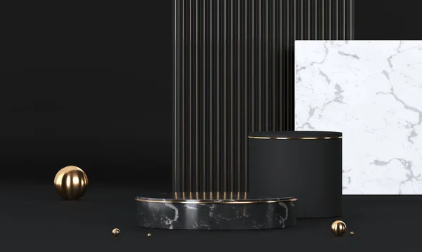 Yuvarlak podyum, kaide veya platform. Reklam yeri sahnesi. Boş ürün standı. 3d Hazırlama.