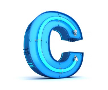 Neon ışık alfabe 3d rendering kırpma yolu ile