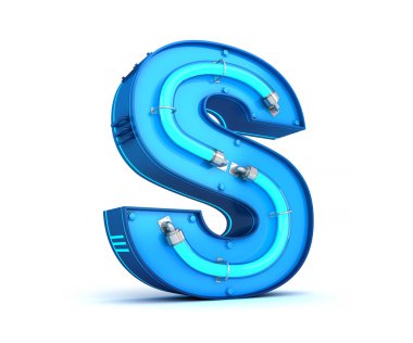 Neon ışık alfabe 3d rendering kırpma yolu ile