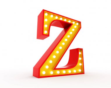 Broadway tarzı ampul alfabe3d render