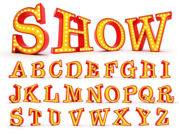 Broadway Stil Glühbirne Alphabet Rendering — Stockfoto