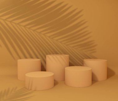 Ürün sunumu için ekran arka planı, tropikal ağaç gölgesi, 3d render çizimi.