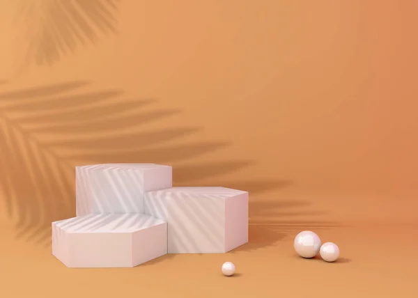 Ürün sunumu için ekran arka planı, tropikal ağaç gölgesi, 3d render çizimi.