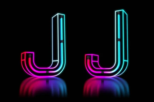 Świecące Kolorowe Neon Alfabetu Ilustracja Renderowania — Zdjęcie stockowe