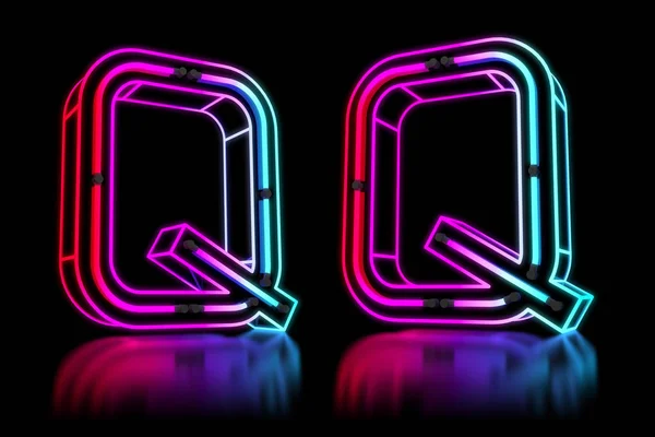 Glowing Colorful Neon Alphabet Rendering Illustration — Stock Photo, Image