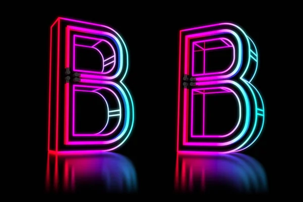 Gloeiende Kleurrijke Neon Alfabet Illustratie Rendering — Stockfoto