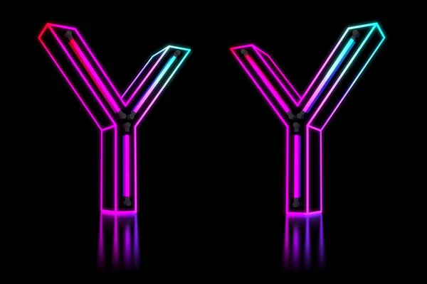 Gloeiende Kleurrijke Neon Alfabet Illustratie Rendering — Stockfoto