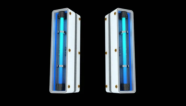 Beyaz alfabe Neon ışık 3d kırpma yolları ile resimleme.