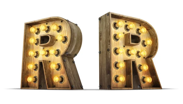 Holz Alphabet Glühbirne Rendering Illustration Mit Clipping Pfade — Stockfoto