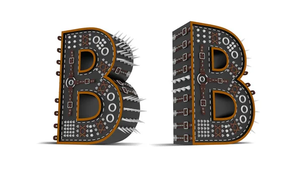 クリッピングパスを持つアルファベットパンクスタイルの3Dレンダリングイラスト — ストック写真