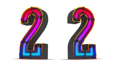 Neon Işığı numara 3d kırpma yolları ile resimleme.