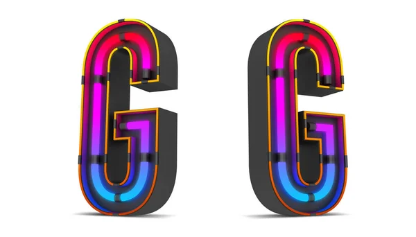 Neon Light Alphabet Illustration Rendu Avec Chemins Coupe — Photo