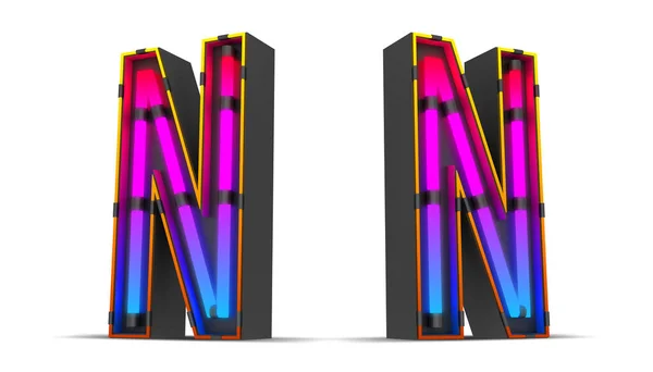 Ilustración Renderizado Alfabeto Neon Light Con Rutas Recorte — Foto de Stock