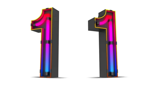 Neon Light Nummer Weergave Illustratie Met Clipping Paden — Stockfoto