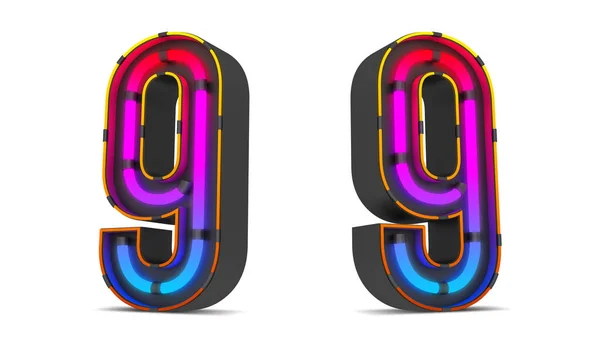 Neon Light Numero Rendering Illustrazione Con Percorsi Ritaglio — Foto Stock