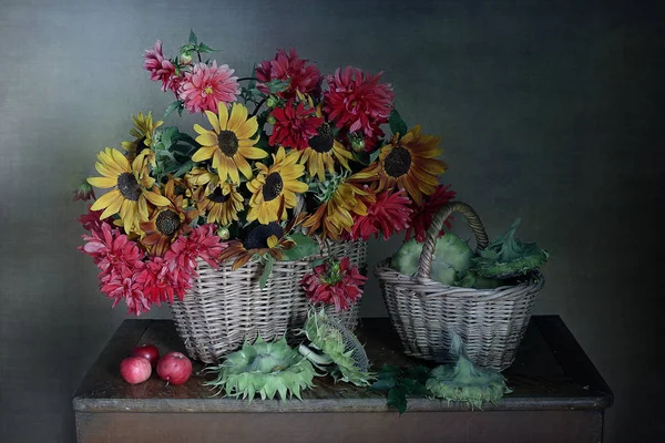 Fotografía Otoño Vida Con Flores Verduras Maduras Fruta — Foto de Stock
