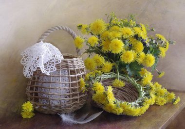 Vazodaki güzel karahindiba buketi, arka planda izole edilmiş..