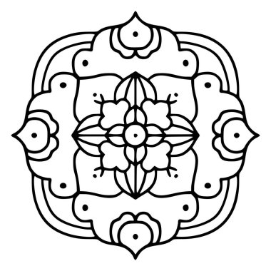 El çizimi Flower Mandala çizimi. Klasik dekoratif öge.