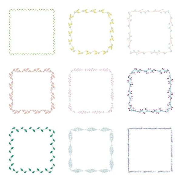 Set of four hand drawn floral frames. — Stock Vector