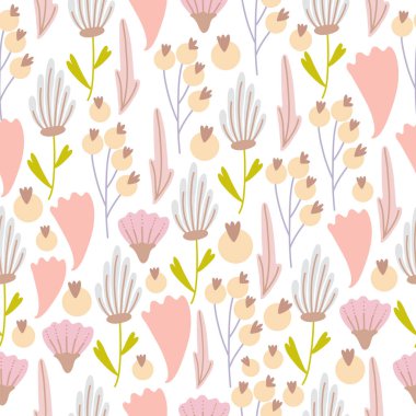 Klasik dikişsiz pastel vektör çiçek deseni.