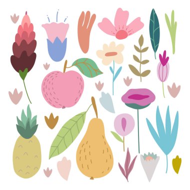 El yapımı basit pastel taşıyıcı çiçekler ve bitkiler..