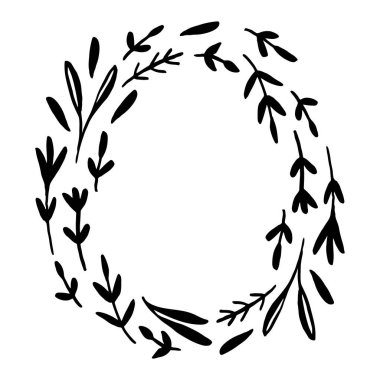 Basit siyah ve beyaz çiçekli çerçeve.