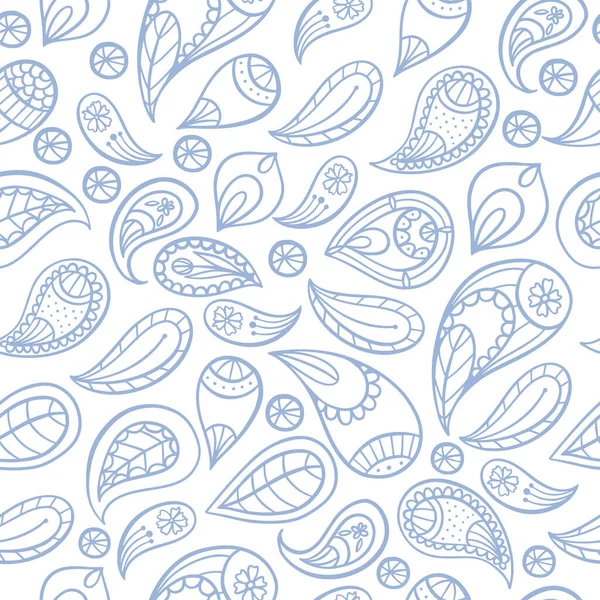 Hand getekend zwart-wit indiaanse paisley illustratie. — Stockvector