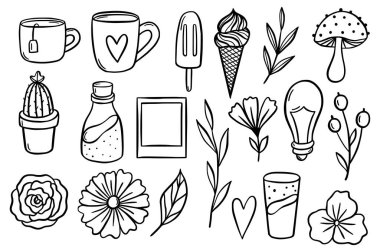 Güzel el çizimi çizimi çizimi. Çizgi film biçimi basit çizimler.