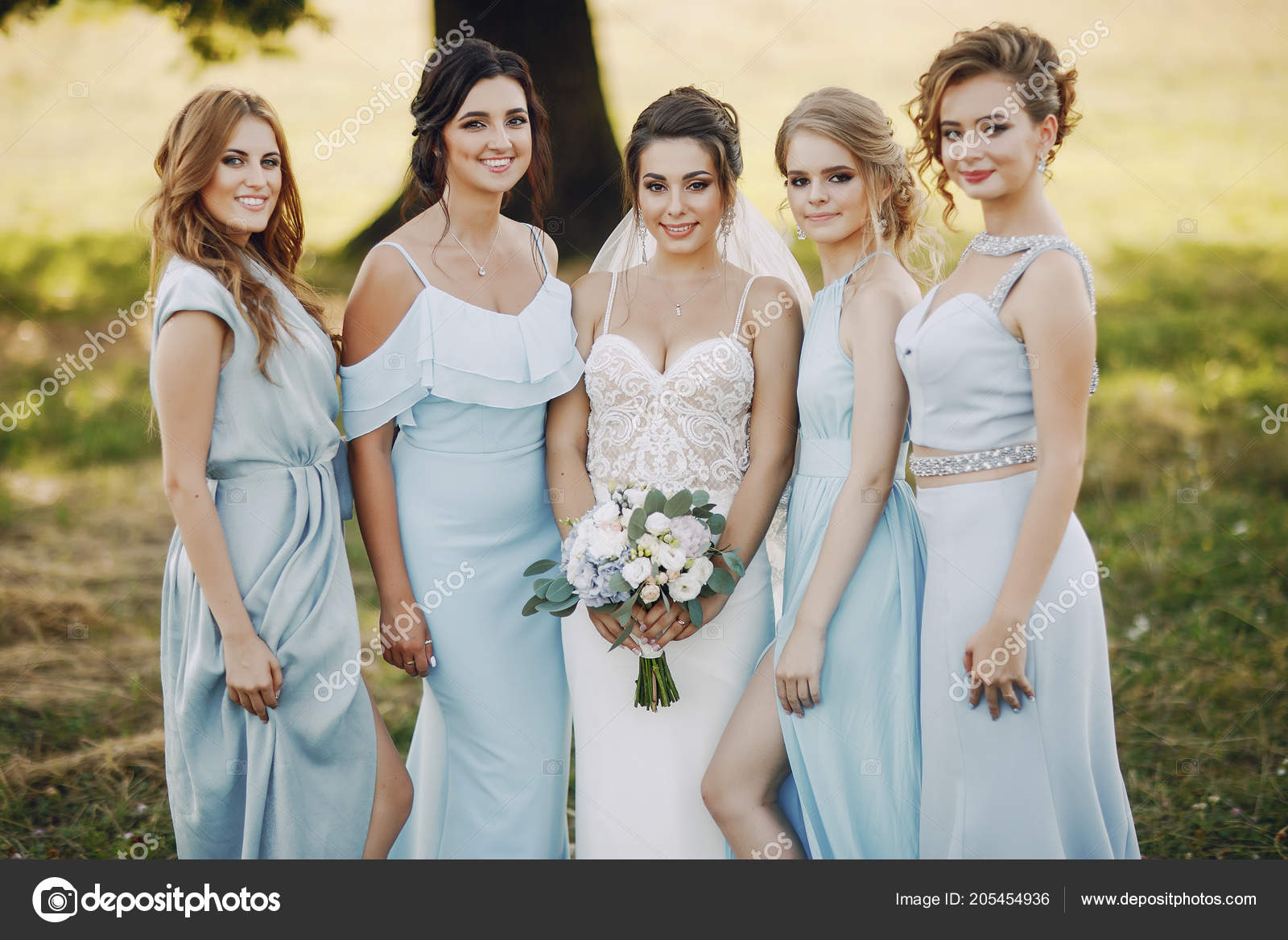 bride with bridesmaids