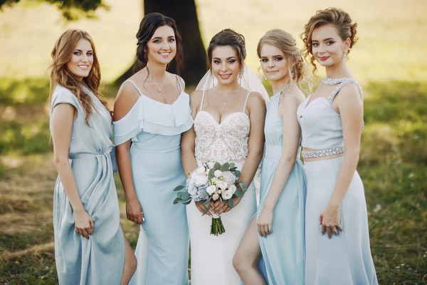 Noiva com damas de honra — Fotografia de Stock