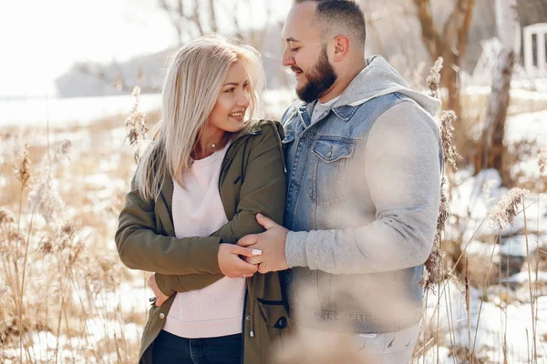 Elegante pareja en un parque de invierno —  Fotos de Stock