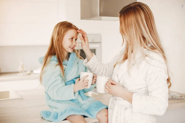 Mother with cute blond daughter — Stock Photo, Image