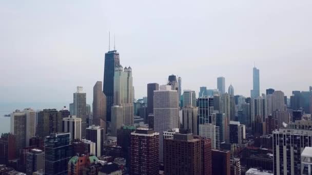 Chicago Baixa Vista Aérea Nublado — Vídeo de Stock