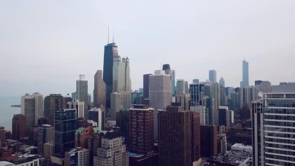 Chicago baixa vista aérea nublado — Vídeo de Stock
