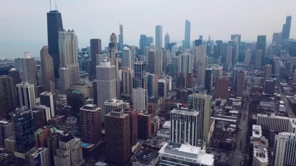 Chicago downtown ptaka zachmurzony — Wideo stockowe
