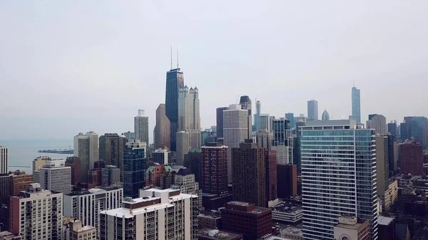Chicago downtown aerial view cloudy — Stock Photo, Image