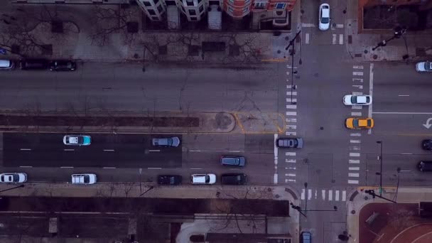 Chicago downtown luchtfoto bewolkt — Stockvideo