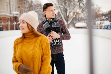 Şirin çift bir kış City