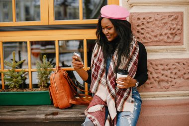 Zarif siyah kız kış City