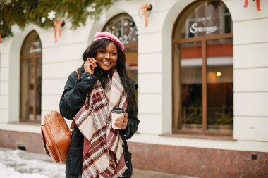 Zarif siyah kız kış City