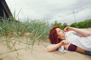 bir Beach güzel kız