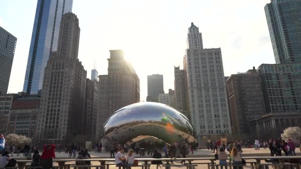 Video de turistas visitando el frijol en Chicago — Vídeos de Stock