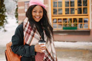 Zarif siyah kız kış City