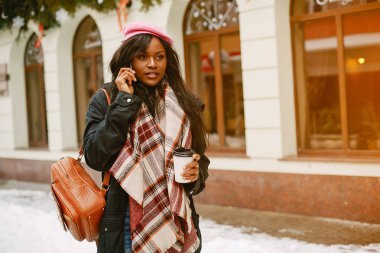 Zarif siyah kız kış City