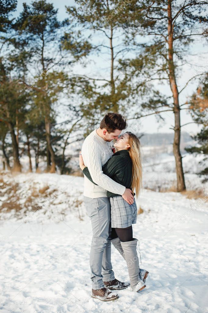 happy young couple in the park