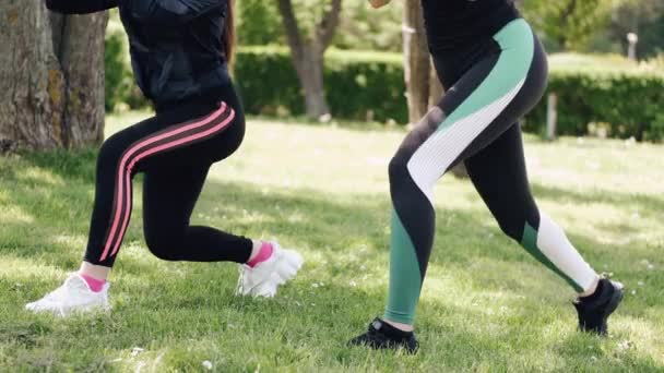 Deux jeunes filles font des squats au parc — Video