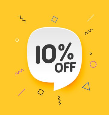 % 10 indirim, düz satış vektör rozetleri için etiketleri, çıkartmalar, afiş, Etiketler, Web çıkartmalar, yeni teklif. Rozet sarı arka planda indirim